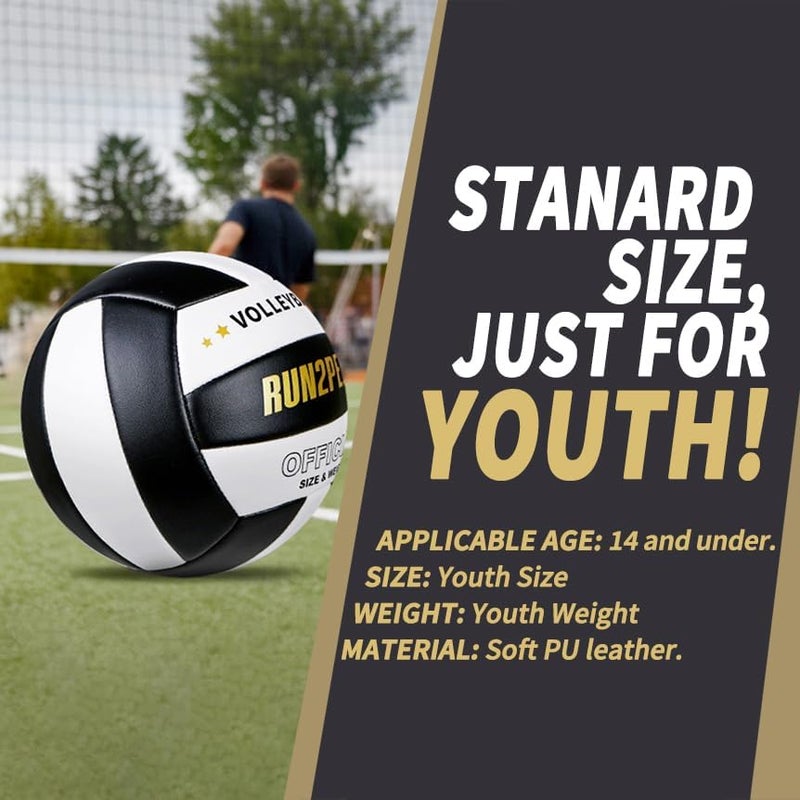 RUN2PEAK Soft Volleyball Ball Official Size 5 Volleyballs for Indoor Outdoor Beach Pool Game Play for Youth Teen Team Beginners Professional PU Leather Training Practice Volley Balls - Image 4